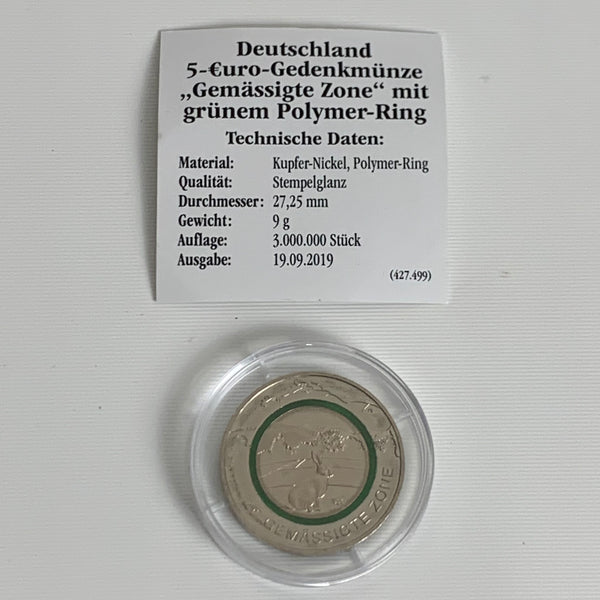 Münze 5 Euro Deutschland 2019 G Gemäßigte Zone
