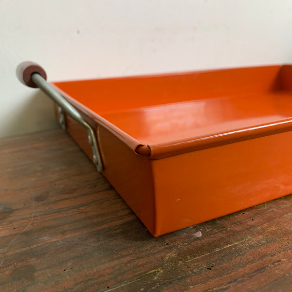 Vintage Metall Tablett in orange
