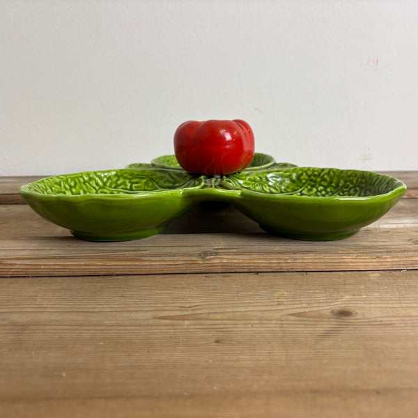 Vintage italienische Keramik mediterrane Platte Kohlblätter und Tomate