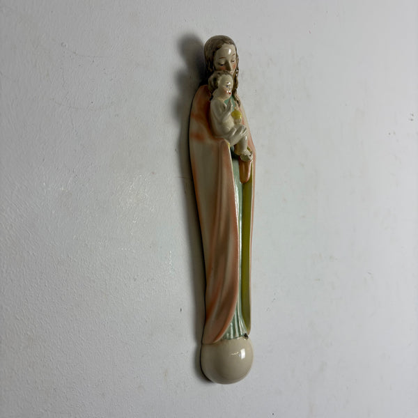 Vintage Wandkeramik Madonna mit Kind von Hummel