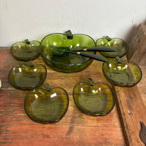 Vintage Glas Salat Schalen Apfel grün