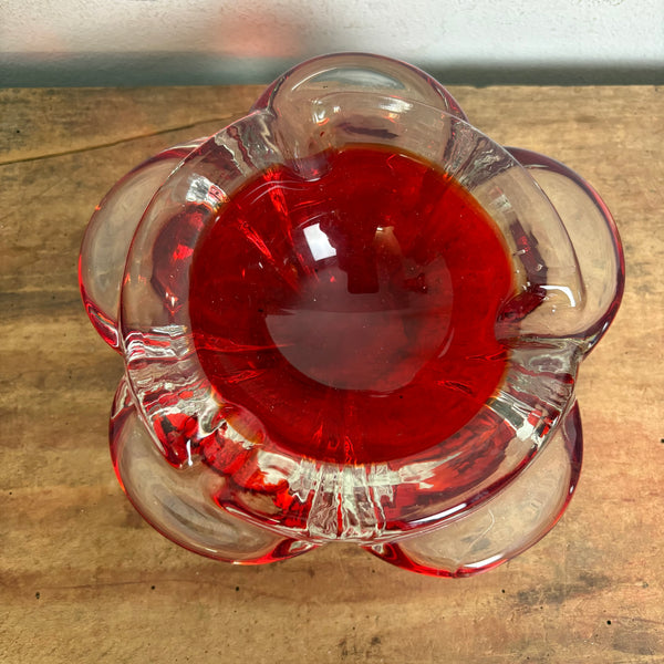 Vintage Mid Century Murano Aschenbecher rot
