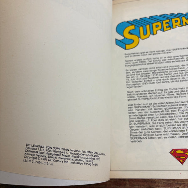 Comic Die großen Superhelden Die Legende von SUPERMAN