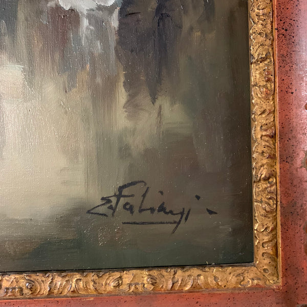 Ölgemälde Gesellschaft im Foyer von Gina Elena Fabiani