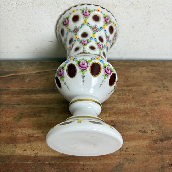 Antike Böhmische Overlay Kristallvase