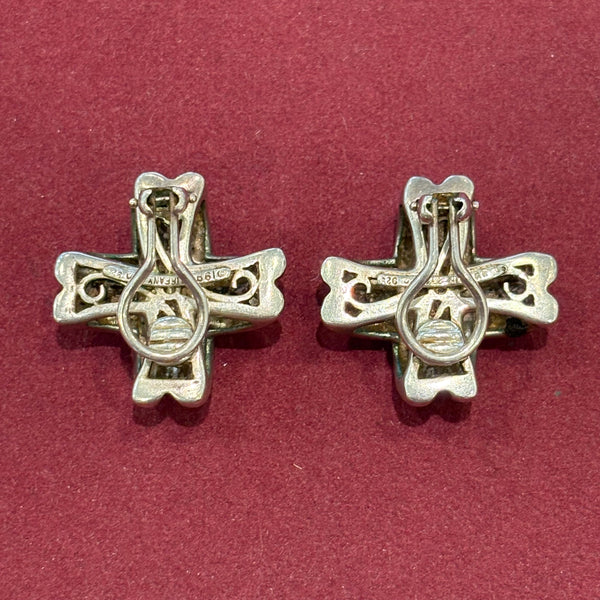 Vintage Ohrclips aus Sterlingsilber mit dem charakteristischen X Motiv von Tiffany & Co.