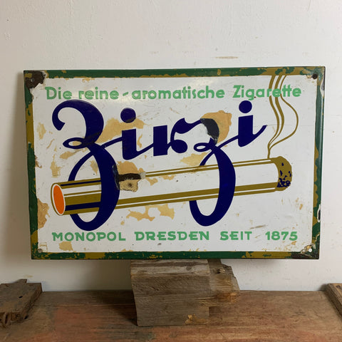 Vintage Emaille Schild Zigarette Zirzi