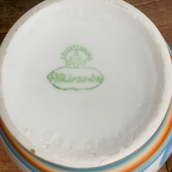 Vintage Art Deco Kakaokanne Krug mit Deckel in Spritzdekor von Leuchtenburg Miranda