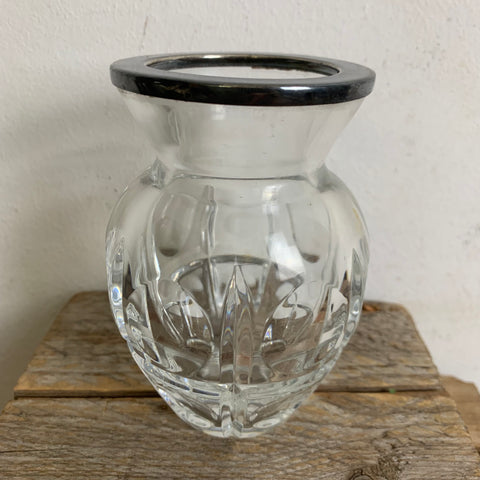 Vintage Bleikristall Vase mit Sterlingsilber Montur