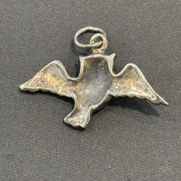 Vintage Silber Kette mit Anhänger Eule fliegend