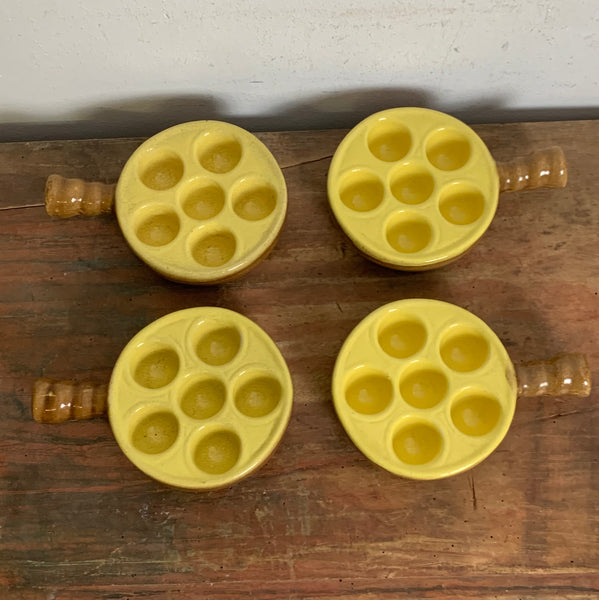 Vintage 4er Set Keramik Schneckenpfännchen von Depose France