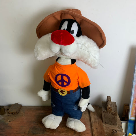 Vintage große Stoffpuppe Sylvester Hippie von Looney Tunes Warner Bros.