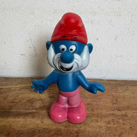 Vintage große Papa Schlumpf Quitsch Figur von Peyo