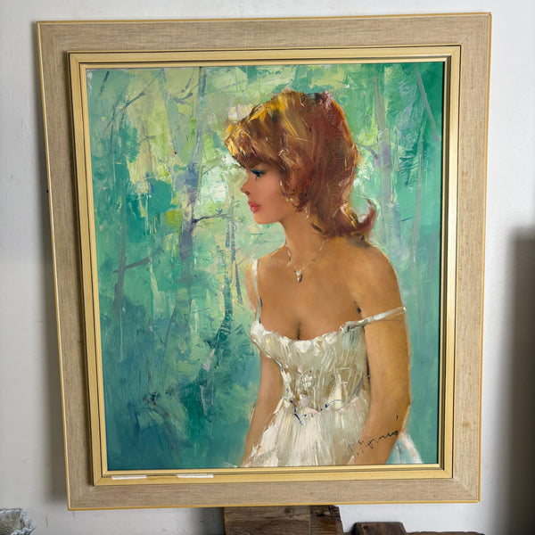 Ölgemälde impressionistischen Frauenporträt junge Frau in weißem Kleid von Ingfried Paul Henze-Morro