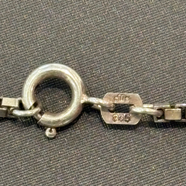 Art Deco lange Silber Kette mit Bernstein Anhänger