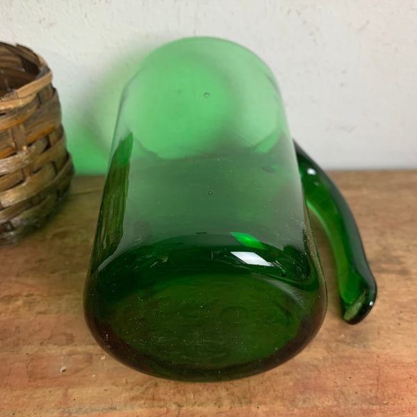 6 Vintage Gläser aus grünem Glas mit Korbgeflecht Vetro Verde di Empoli