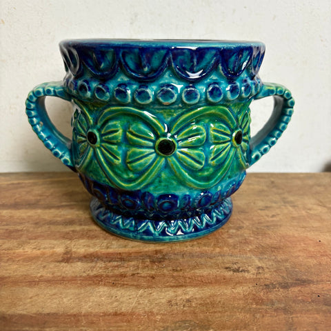 Vintage Keramik Blumen Übertopf von Bodo Mans für Bay 166-14