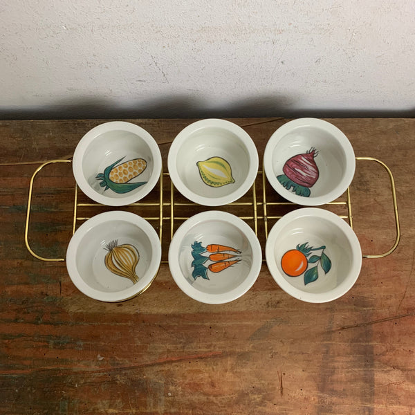 Vintage Mid Century Feinkostnäpfchen mit Metallgestell von Villeroy und Boch