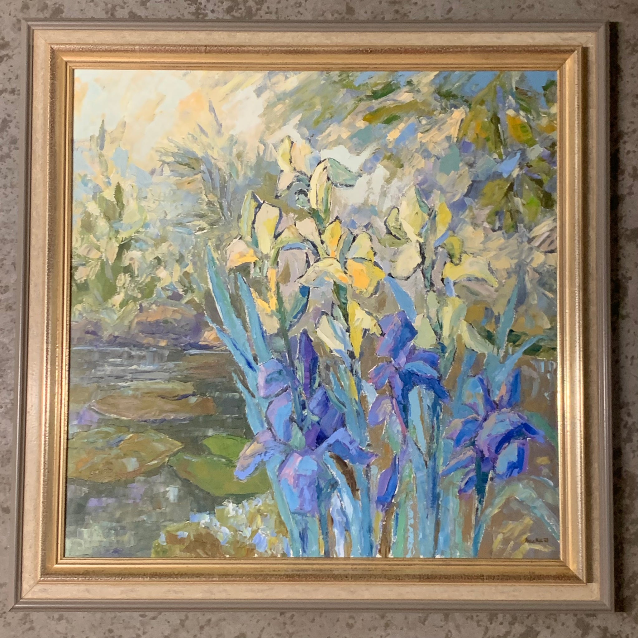 Ölgemälde Lilien am Teich von Klaus Heckert