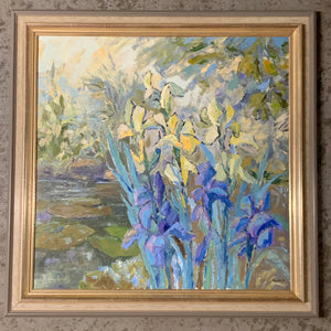 Ölgemälde Lilien am Teich von Klaus Heckert