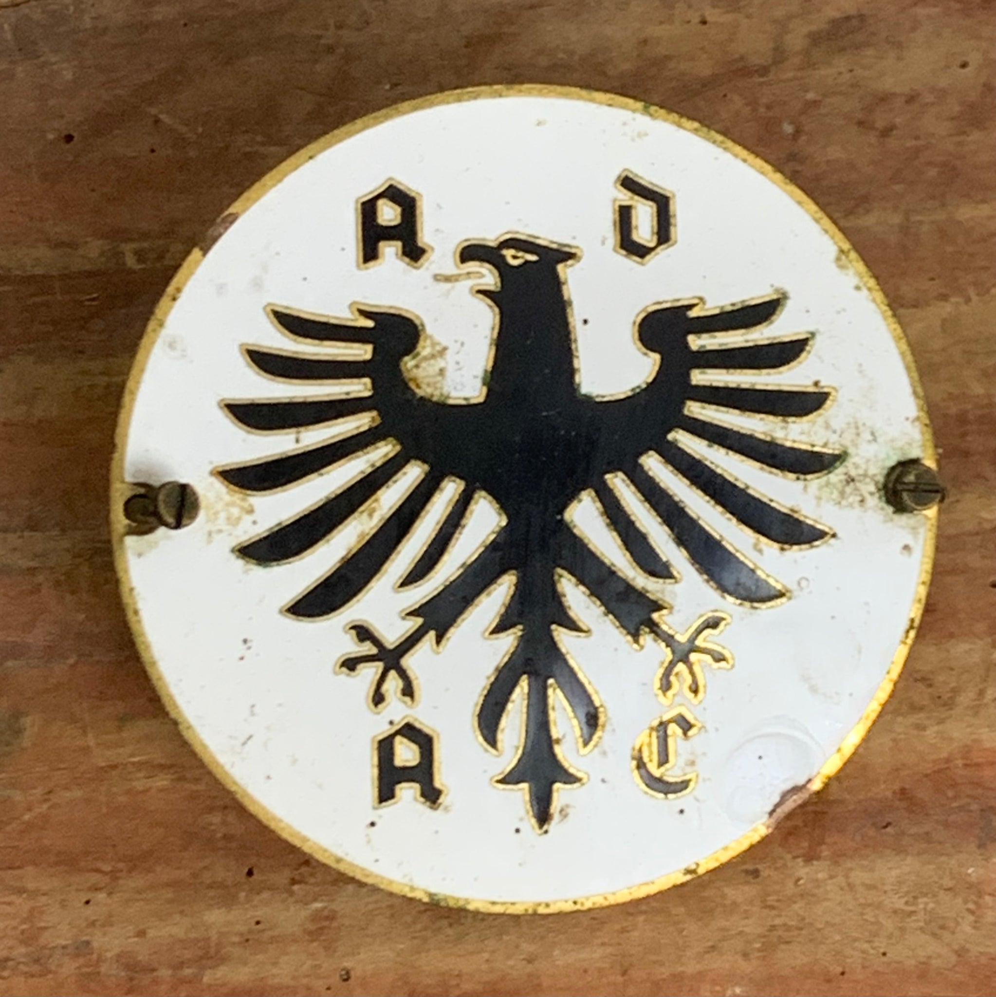 Vintage Emaille Kühler Plakette ADAC