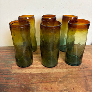 Vintage 6er Set Amber Trinkgläser