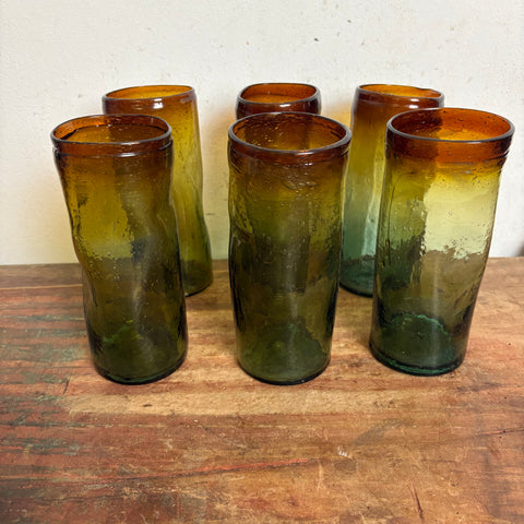 Vintage 6er Set Amber Trinkgläser