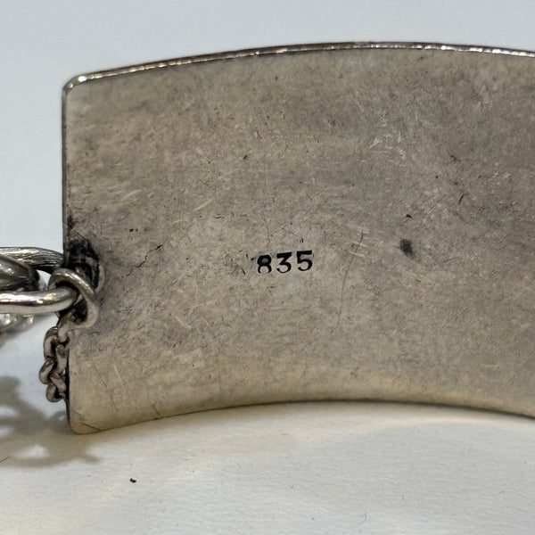 Art Deco breites Silber Armband mit Bernstein