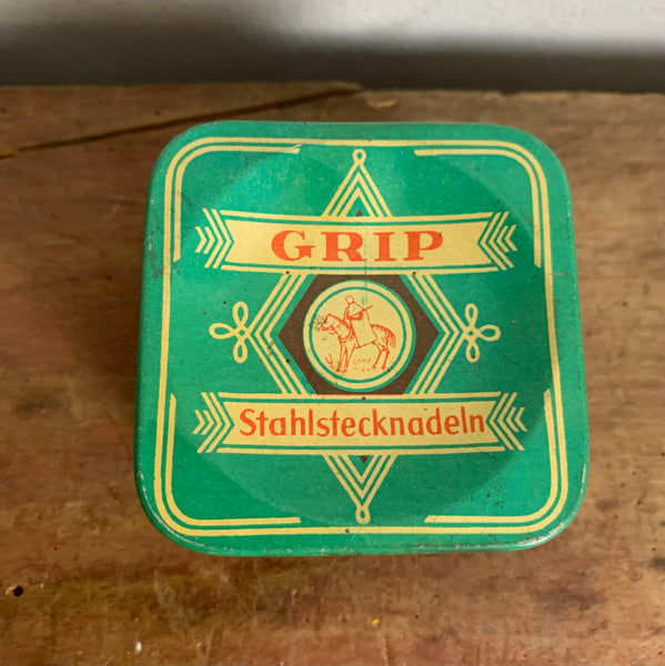 Vintage Blechdose Stahlstecknadeln Grip