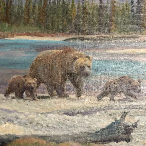 Ölgemälde Canada Bären mit gerissenem Hirsch von Fritz Laube