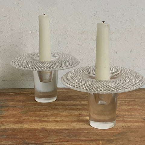 Ein Paar Vintage Design Glas Kerzenständer von Tapio Wirkkala für Rosenthal