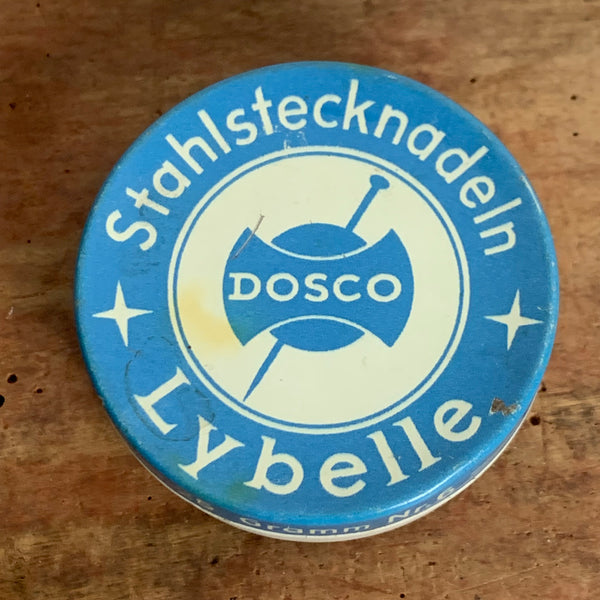 Vintage Blechdose Stahlstecknadeln Lybelle Dosco