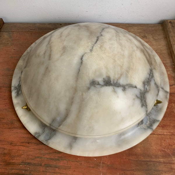 Art Deco Hängelampe aus weißem und schwarzem Alabaster