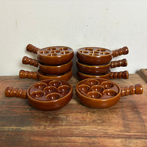 Vintage 8er Set Keramik Schneckenpfännchen France