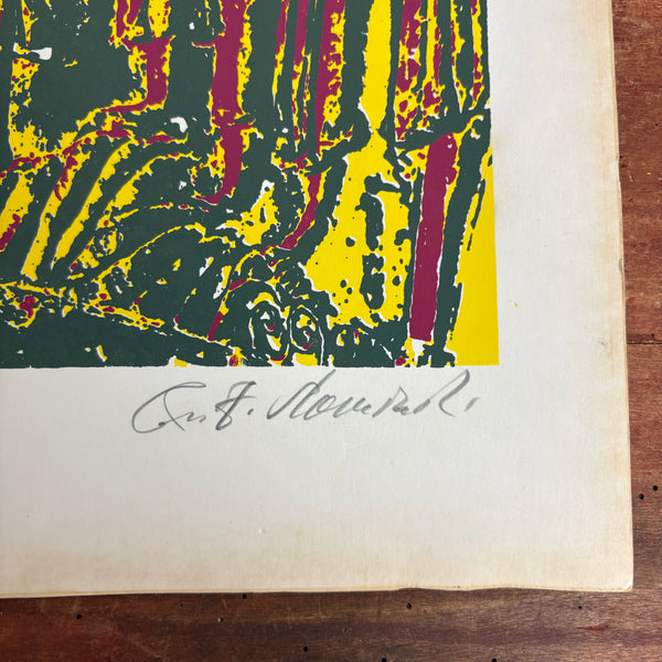 Lithographie Bernwardssäule Weltkulturerbe Hildesheimer Dom von Josef Albert Slominski