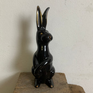 Vintage Porzellan Hase schwarz und Gold von Fürstenberg