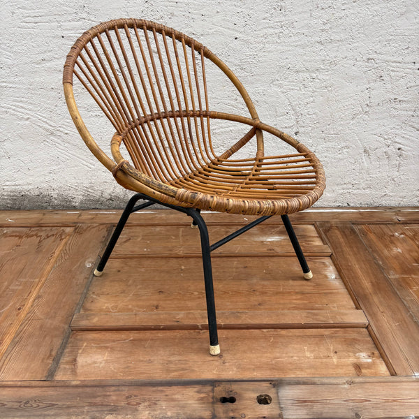 Vintage Mid Century kleiner Rattan Stuhl von Gebroeders Jonkers für Noordwolde