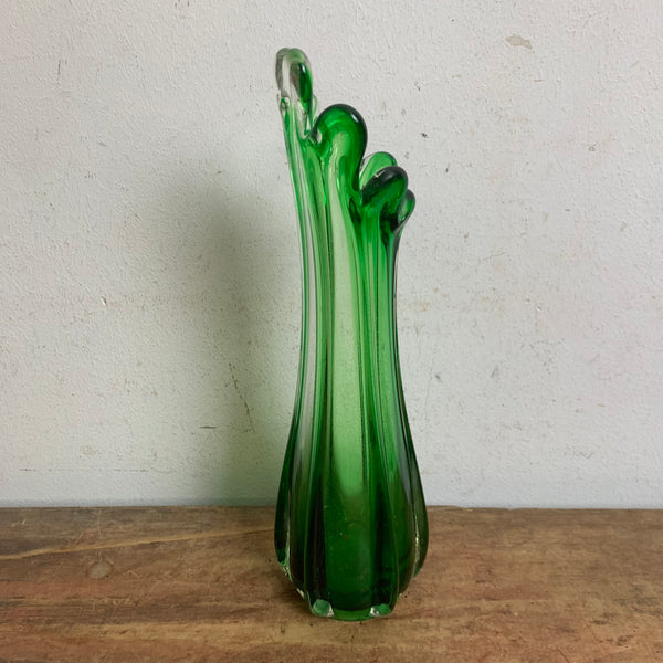 Vintage Glas Vase aus Murano in grün