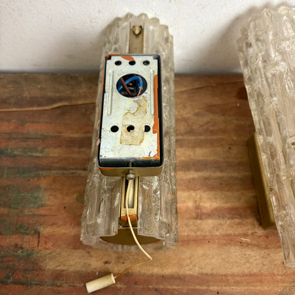 2 Vintage Design Ice Glas Wandlampen von Carl Fagerlund für Lyfa Orrefors