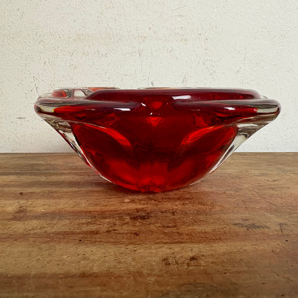 Vintage Mid Century Murano Aschenbecher rot