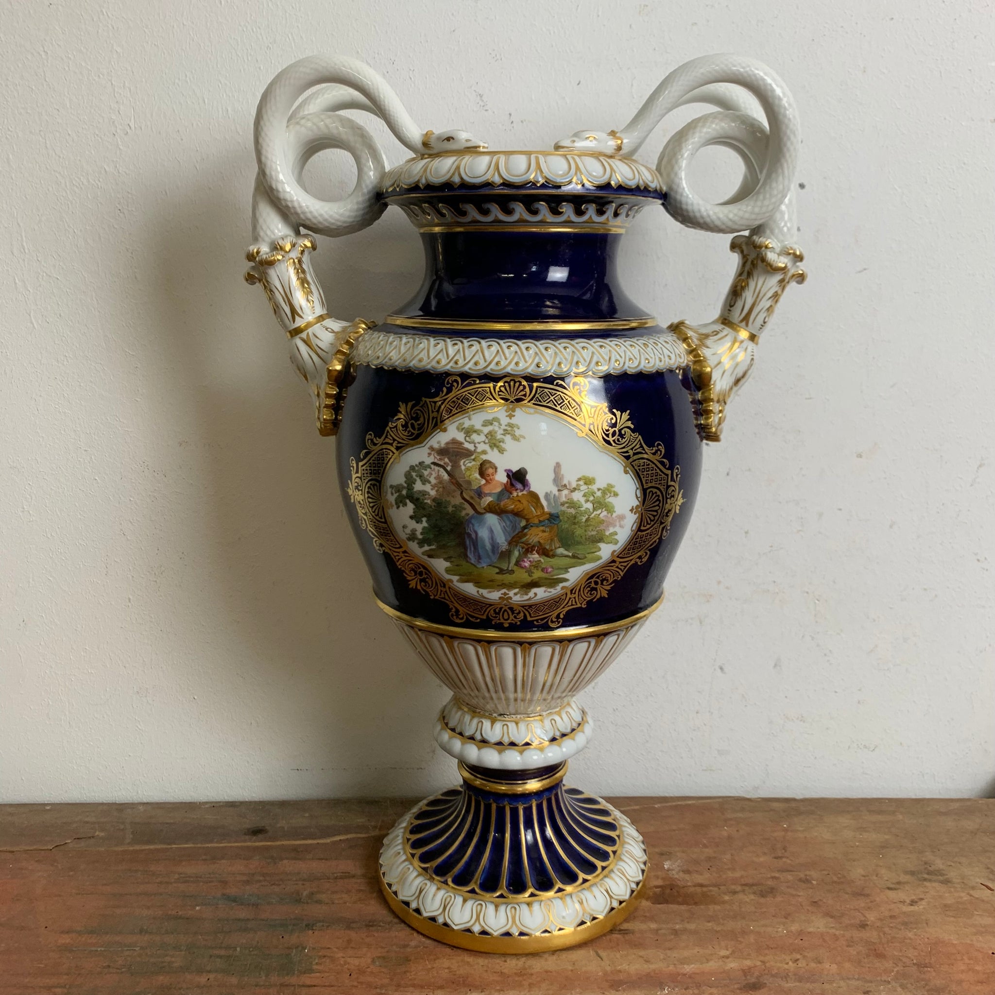 Schlangenhenkel Vase von Ernst August Leuteritz für Meissen