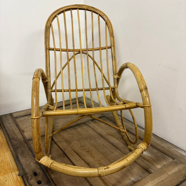 Vintage Schaukelstuhl aus Rattan und Bambus