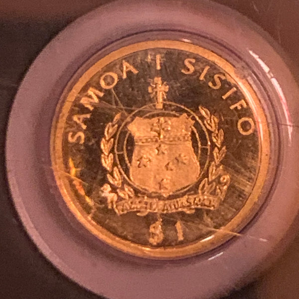 1 Gold Dollar Münze Thomas Mann und Staatswappen Samoa