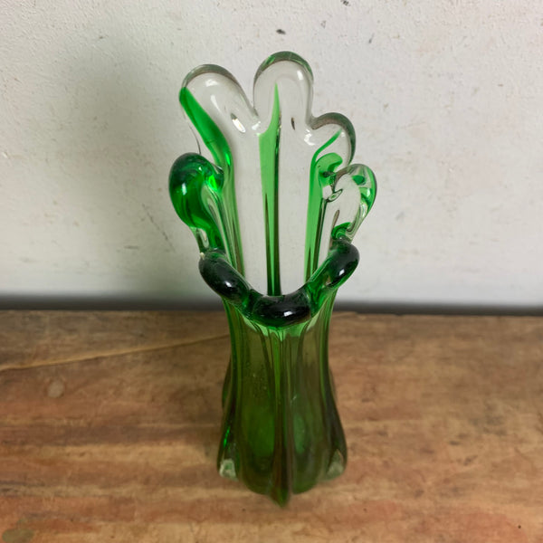 Vintage Glas Vase aus Murano in grün