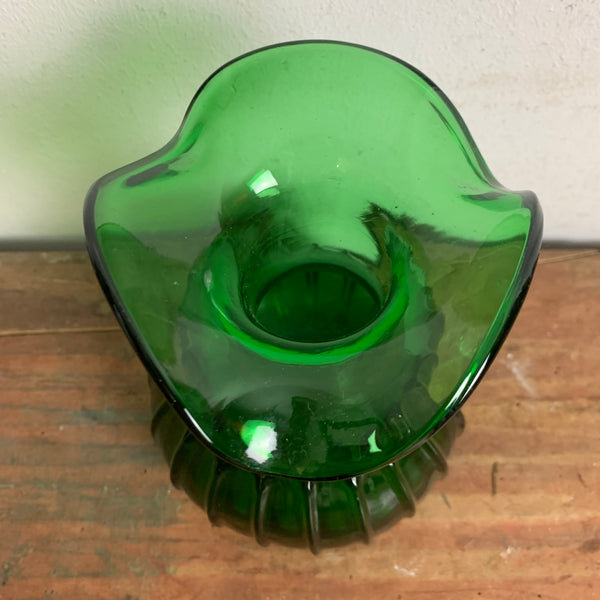 Vintage Vase aus grünem Glas Vetro Verde di Empoli