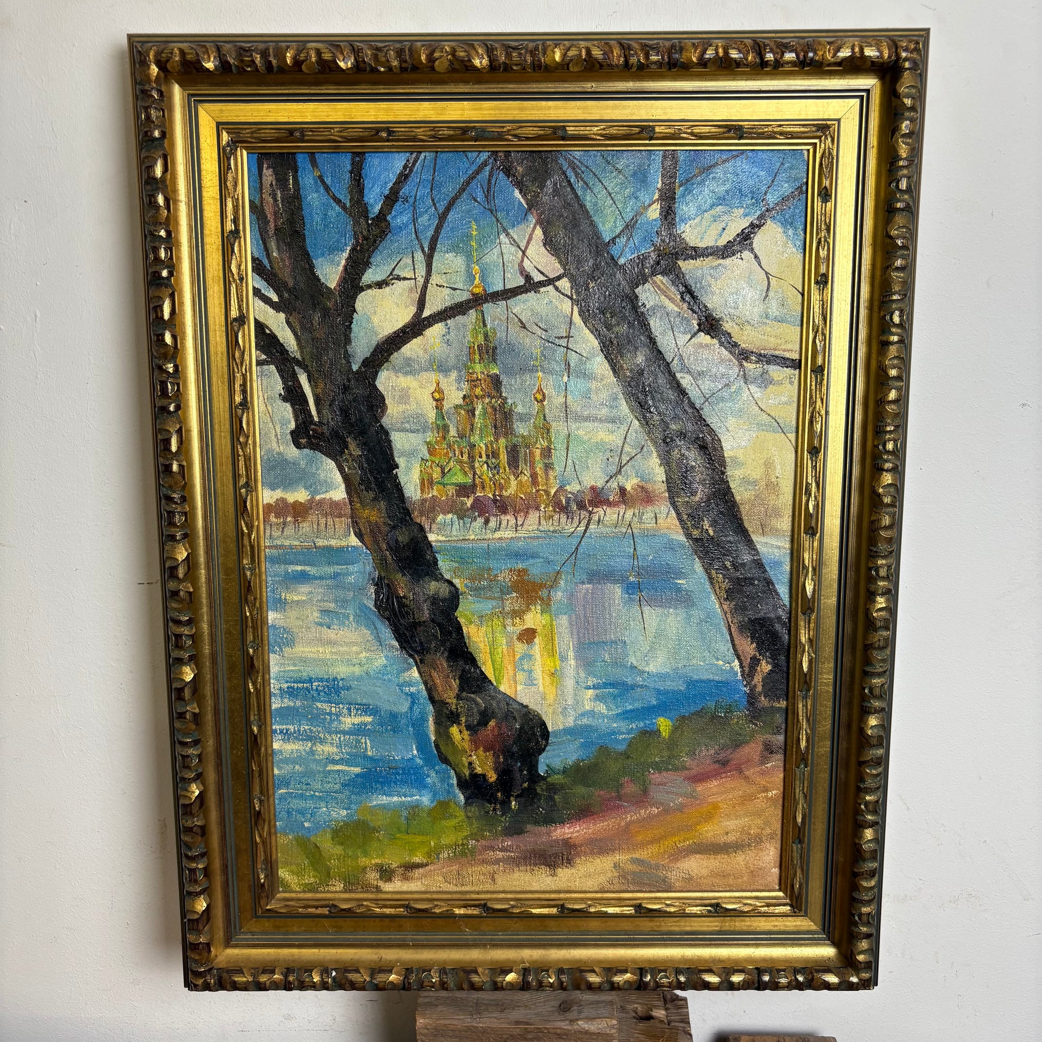 Ölgemälde Peter-und-Paul-Kathedrale im Sankt Petersburger Stadtteil Peterhof