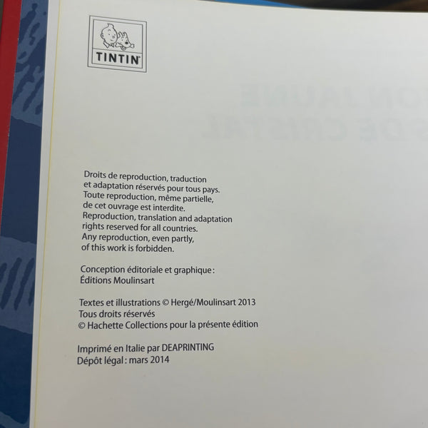 Modell Figur und Buch Tim und Struppi das Gelbe Wasserflugzeug mit Nestor aus Die sieben Kristallkugeln