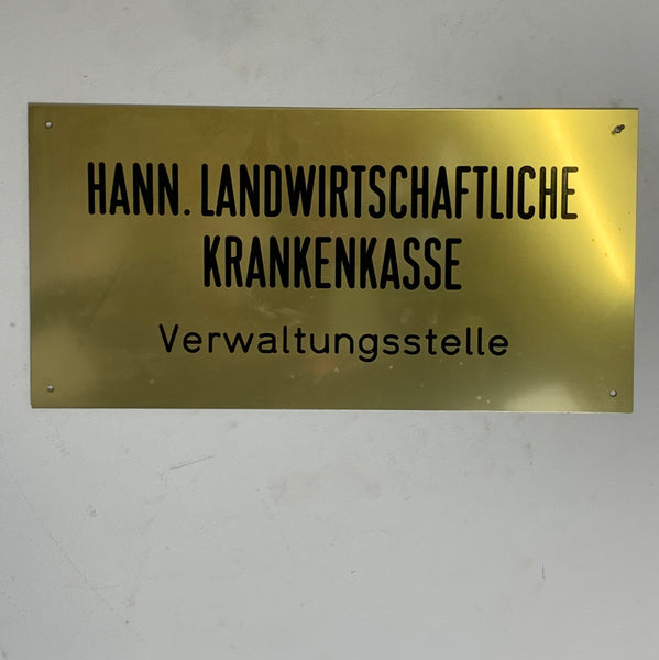 Vintage Blechschild Hannoversche landwirtschaftliche Krankenkasse