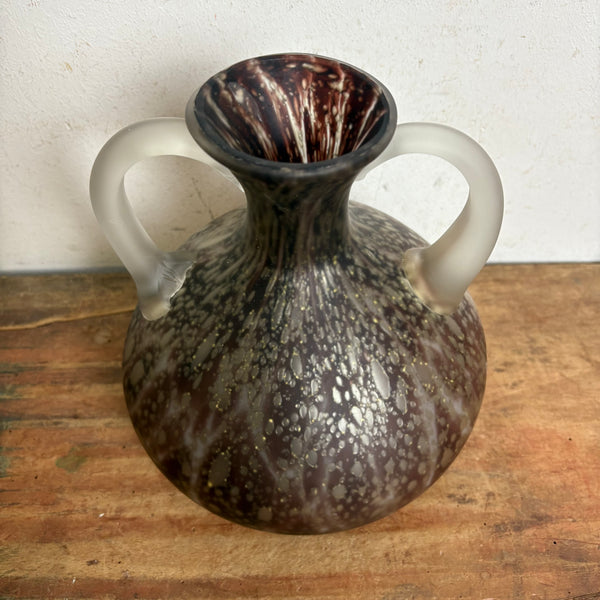 Vintage Kristallglas Vase von Joska blau kariert