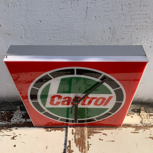 Vintage Werkstatt Uhr Lampe von Castrol